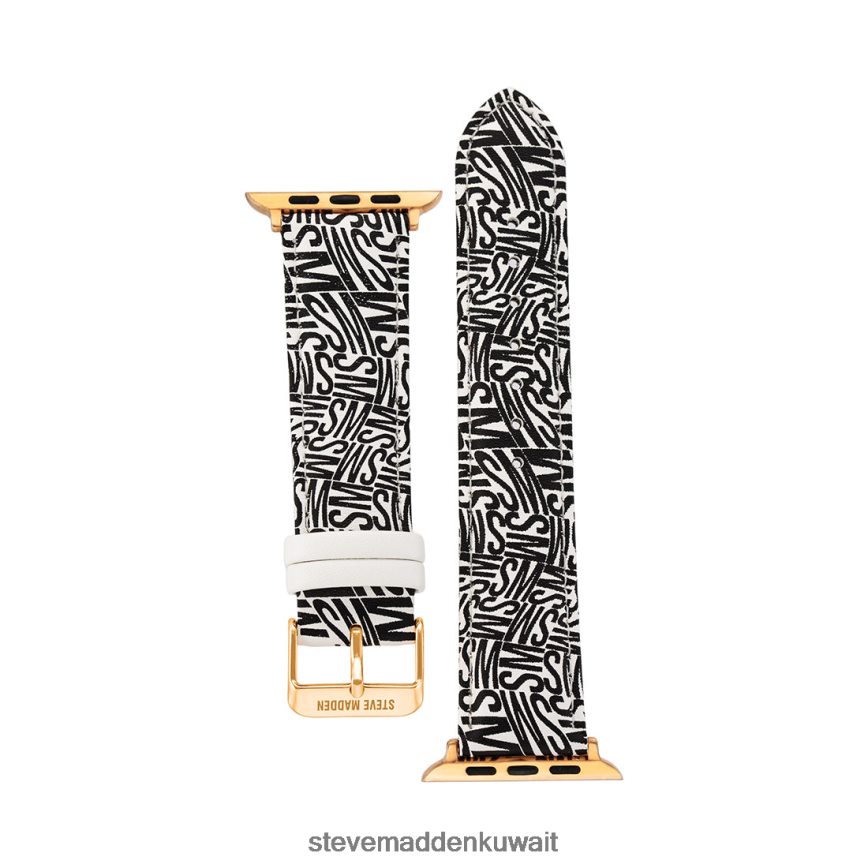 Steve Madden للجنسين حزام ساعة أبل بشعار 38-40 ملم أسود أبيض ملحق 6JPNNF841