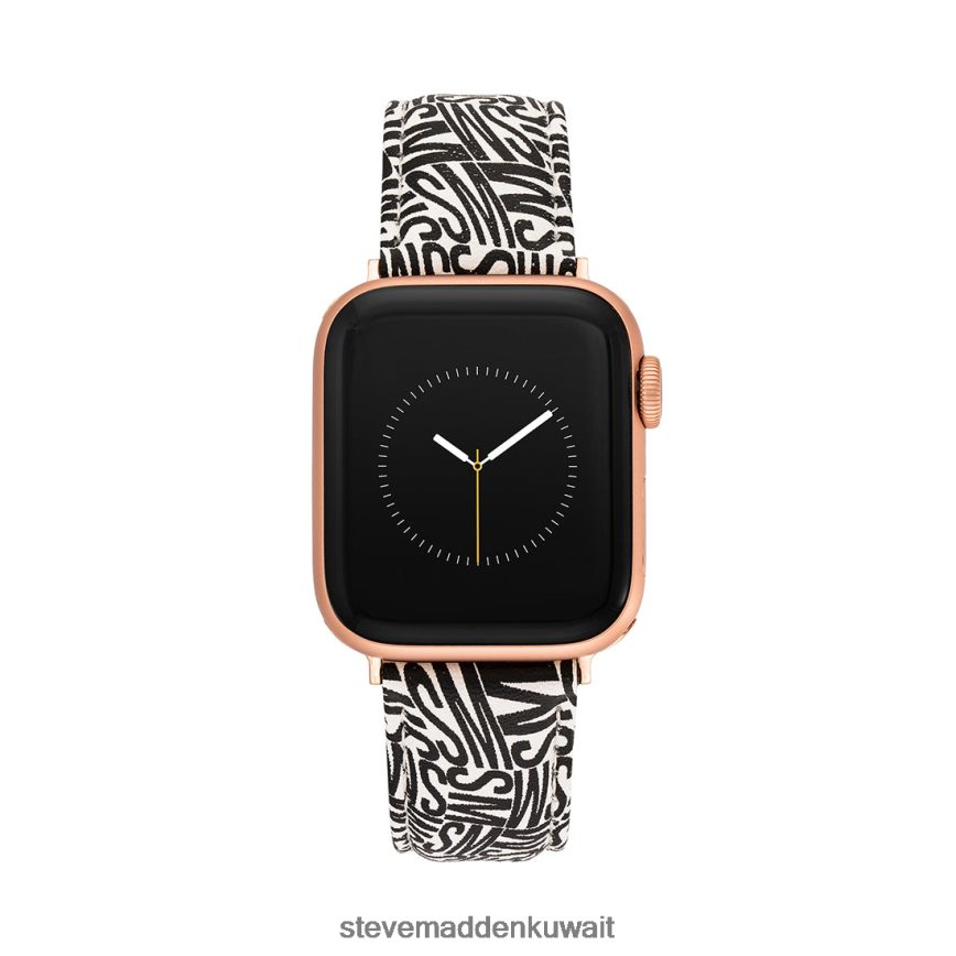 Steve Madden للجنسين حزام ساعة أبل بشعار 38-40 ملم أسود أبيض ملحق 6JPNNF841