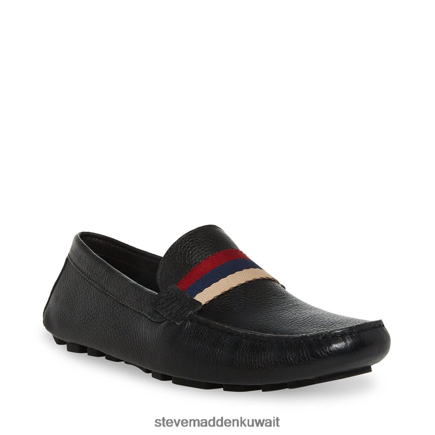 Steve Madden رجال باز جلد أسود أحذية 6JPNNF1006