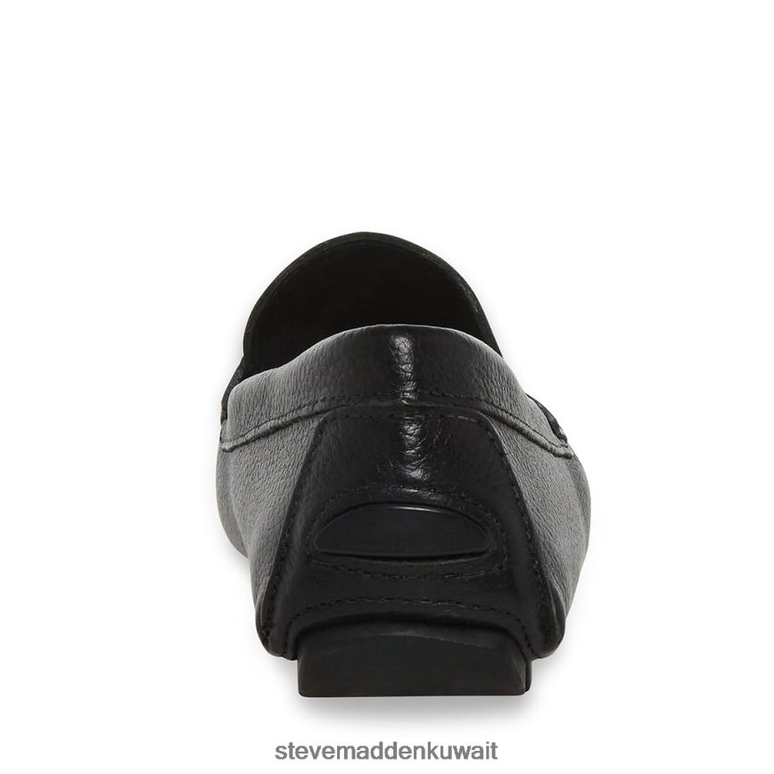 Steve Madden رجال باز جلد أسود أحذية 6JPNNF1006