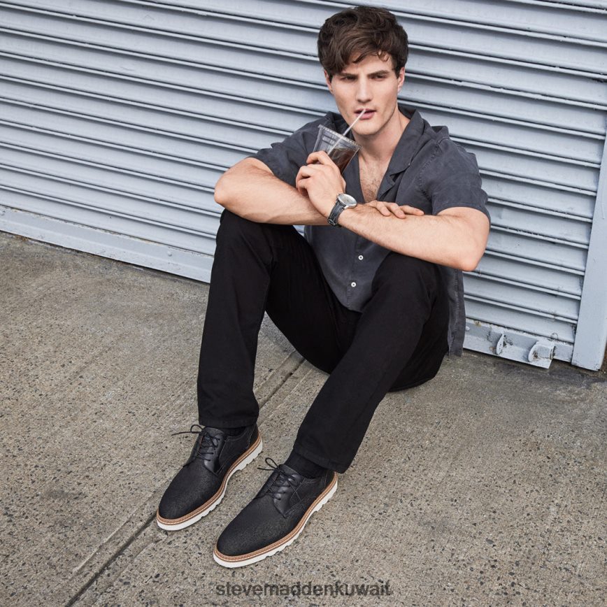 Steve Madden رجال كوري قماش أسود أحذية 6JPNNF1031