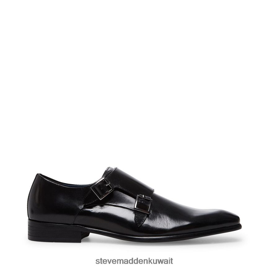 Steve Madden رجال بومونت جلد أسود أحذية 6JPNNF1048