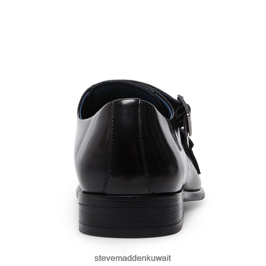 Steve Madden رجال بومونت جلد أسود أحذية 6JPNNF1048