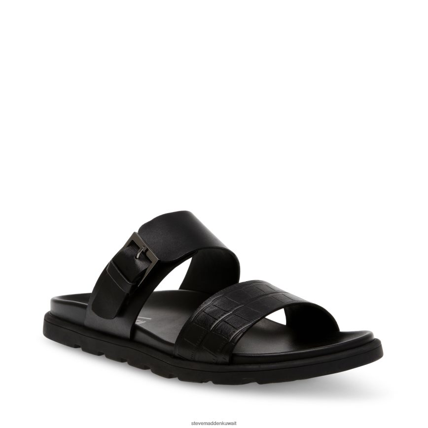 Steve Madden رجال قدموس جلد أسود أحذية 6JPNNF1081