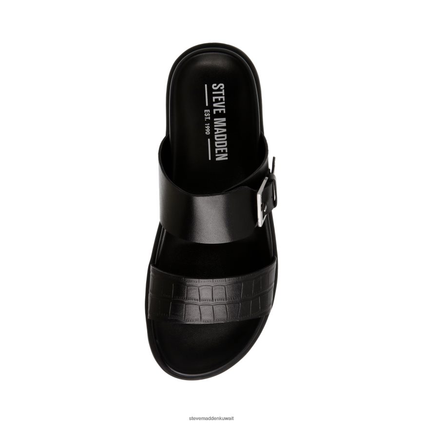 Steve Madden رجال قدموس جلد أسود أحذية 6JPNNF1081