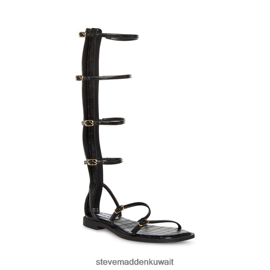 Steve Madden نحيف المتقشف تمساح أسود أحذية 6JPNNF127