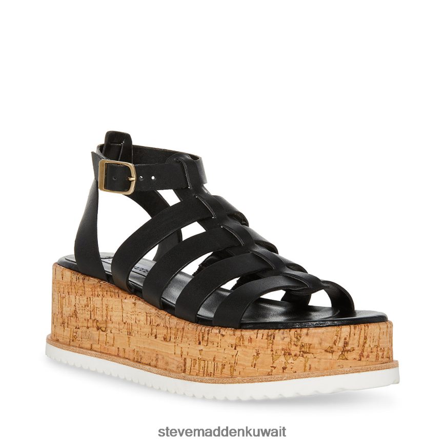 Steve Madden نحيف كايدي جلد أسود أحذية 6JPNNF143