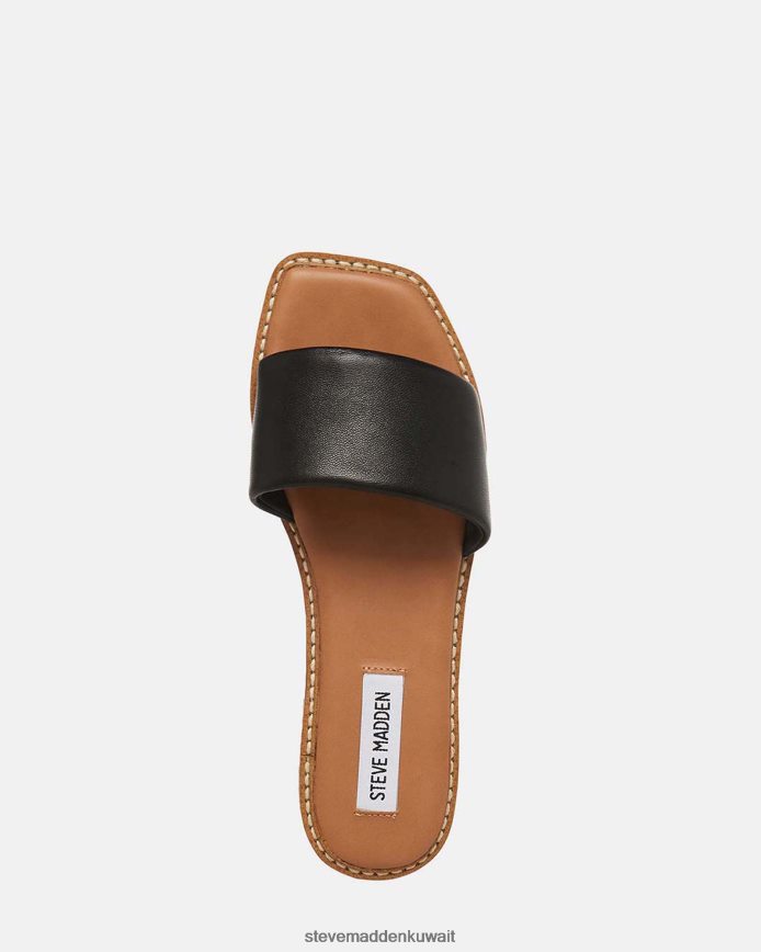 Steve Madden نحيف ساندرا جلد أسود أحذية 6JPNNF168