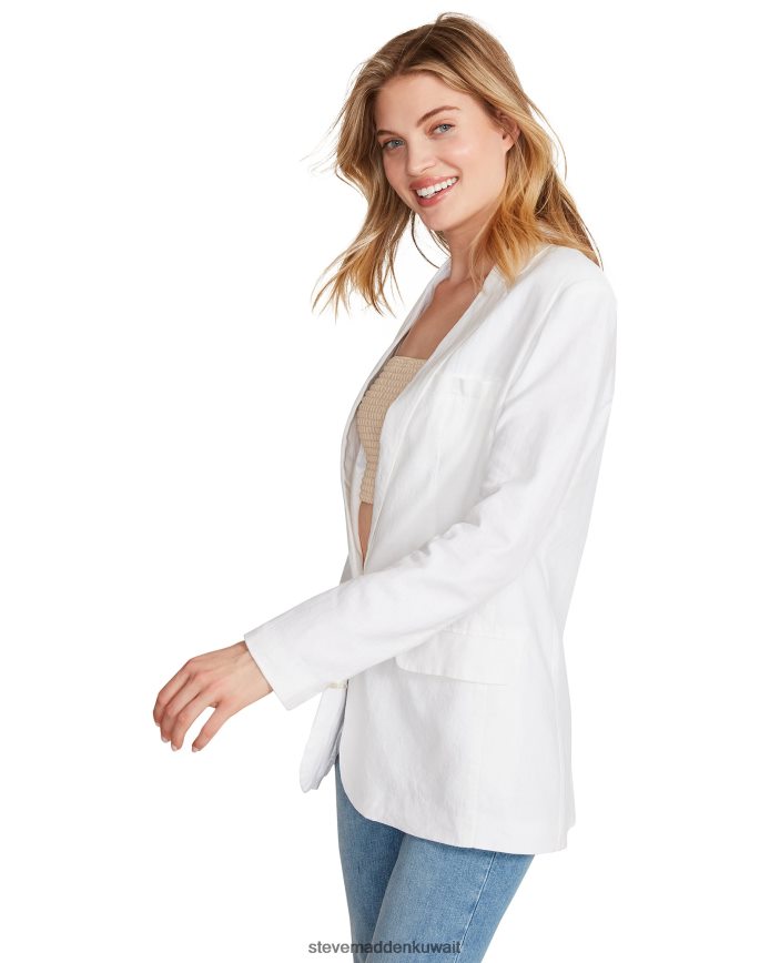 Steve Madden نحيف الكتان على حافة السترة أبيض يلبس 6JPNNF574