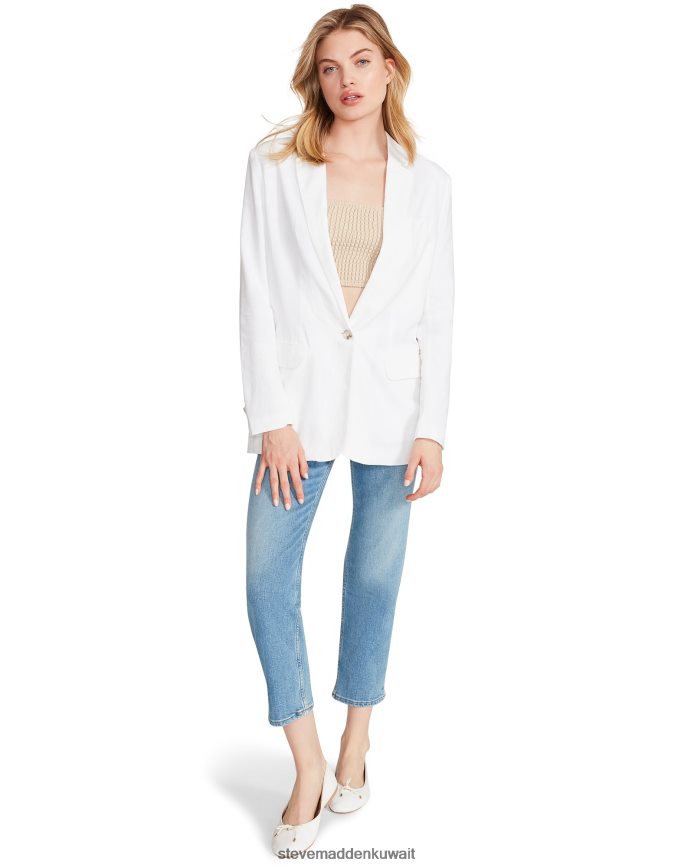 Steve Madden نحيف الكتان على حافة السترة أبيض يلبس 6JPNNF574