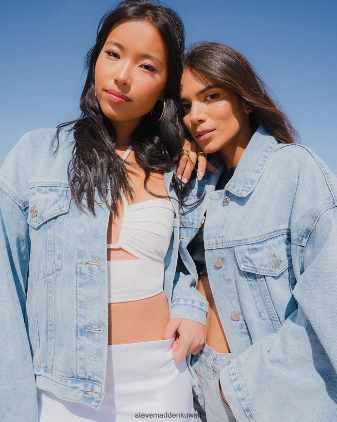 Steve Madden نحيف أحجار الراين سترة الدنيم سيينا قماش الدنيم يلبس 6JPNNF580