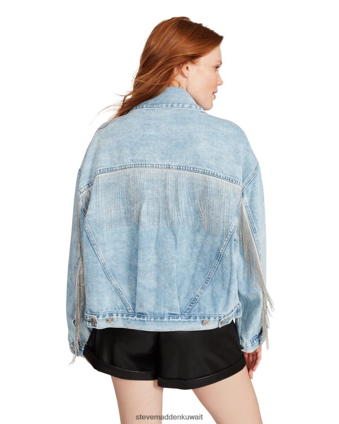 Steve Madden نحيف أحجار الراين سترة الدنيم سيينا قماش الدنيم يلبس 6JPNNF580