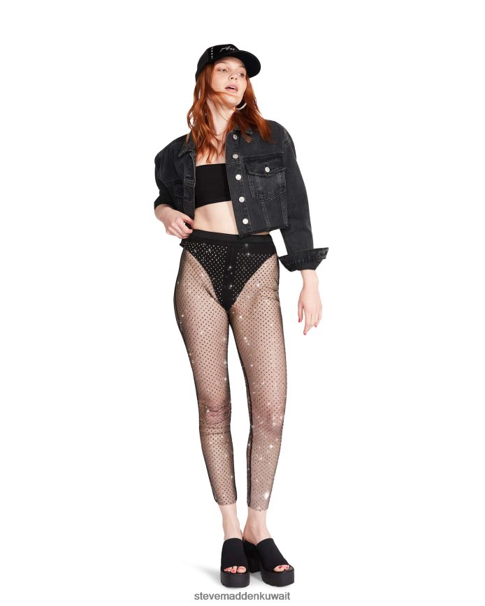 Steve Madden نحيف السراويل شبكة حجر الراين أسود يلبس 6JPNNF652