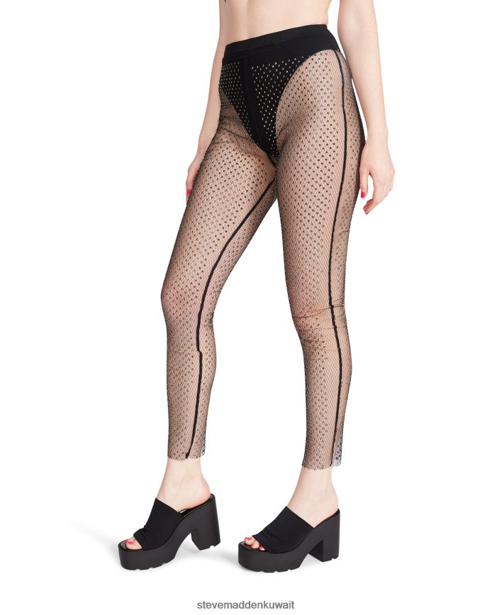 Steve Madden نحيف السراويل شبكة حجر الراين أسود يلبس 6JPNNF652