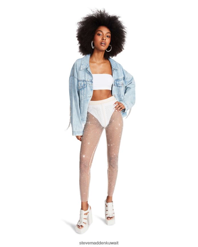 Steve Madden نحيف السراويل شبكة حجر الراين عاج يلبس 6JPNNF669