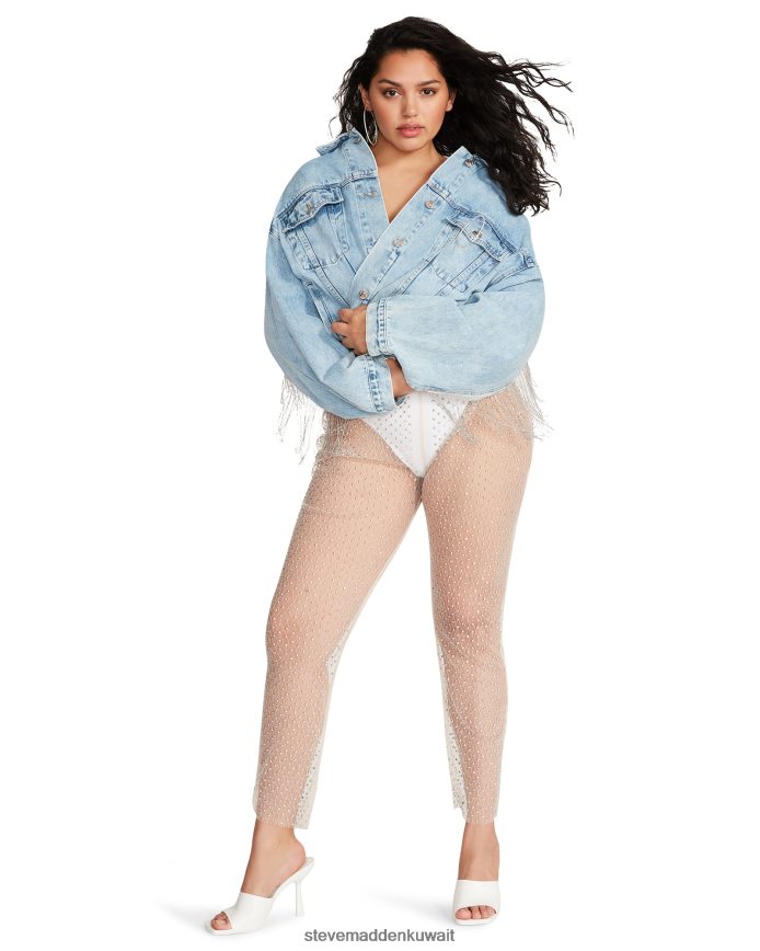 Steve Madden نحيف السراويل شبكة حجر الراين عاج يلبس 6JPNNF669