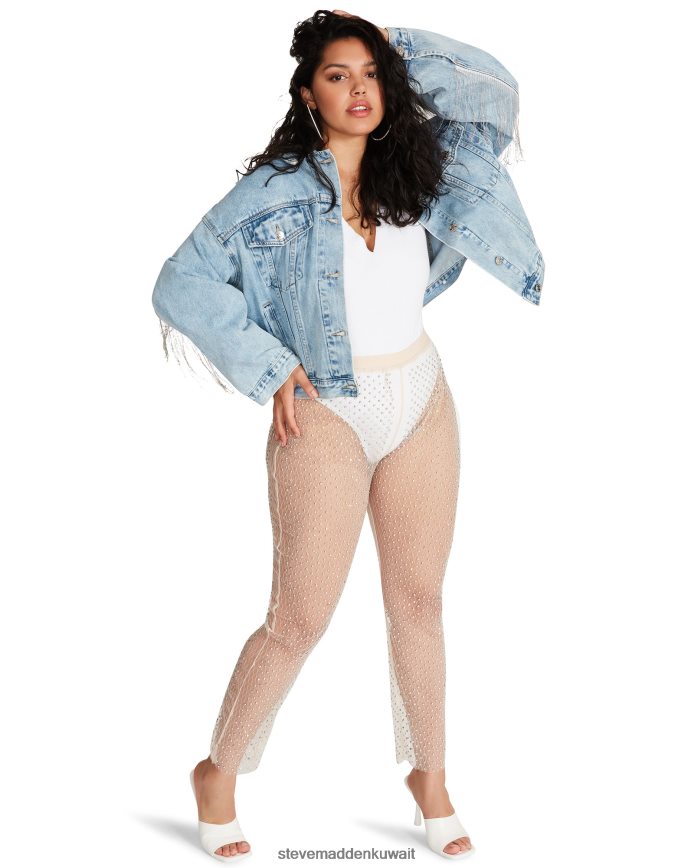 Steve Madden نحيف السراويل شبكة حجر الراين عاج يلبس 6JPNNF669