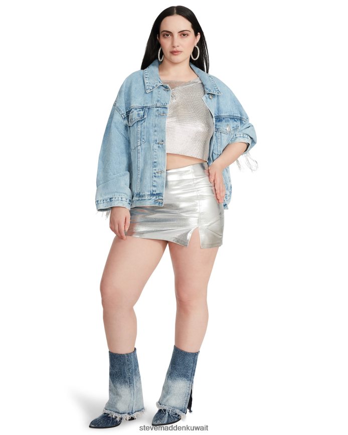 Steve Madden نحيف تنورة كام معدنية فضة يلبس 6JPNNF675