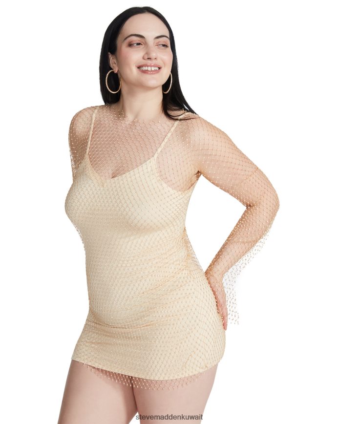 Steve Madden نحيف فستان قصير شبكي بحجر الراين تان يلبس 6JPNNF714