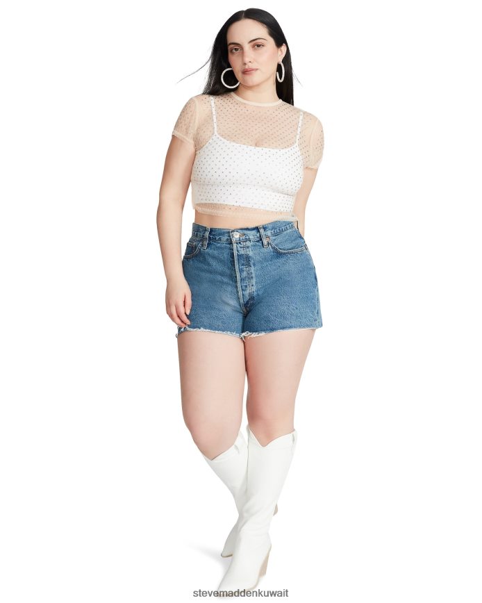 Steve Madden نحيف جزء علوي شبكي من حجر الراين عاج يلبس 6JPNNF747