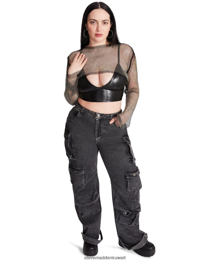 Steve Madden نحيف شبكة حجر الراين بوليرو أسود يلبس 6JPNNF751