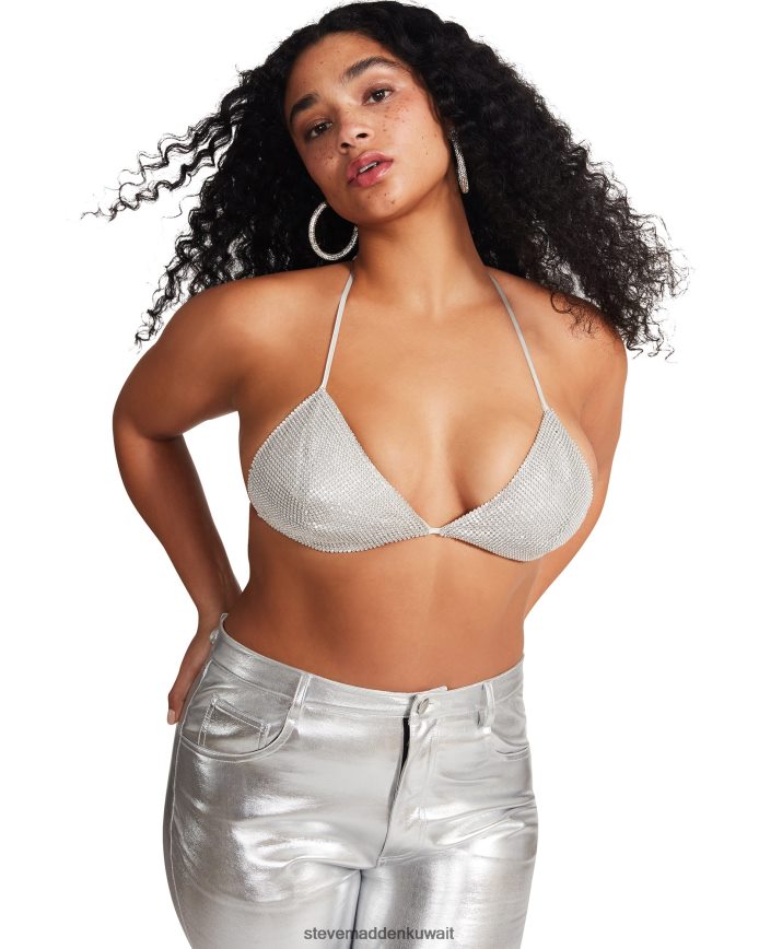 Steve Madden نحيف قطعة بيكيني علوية بحجر الراين أحجار الراين يلبس 6JPNNF758