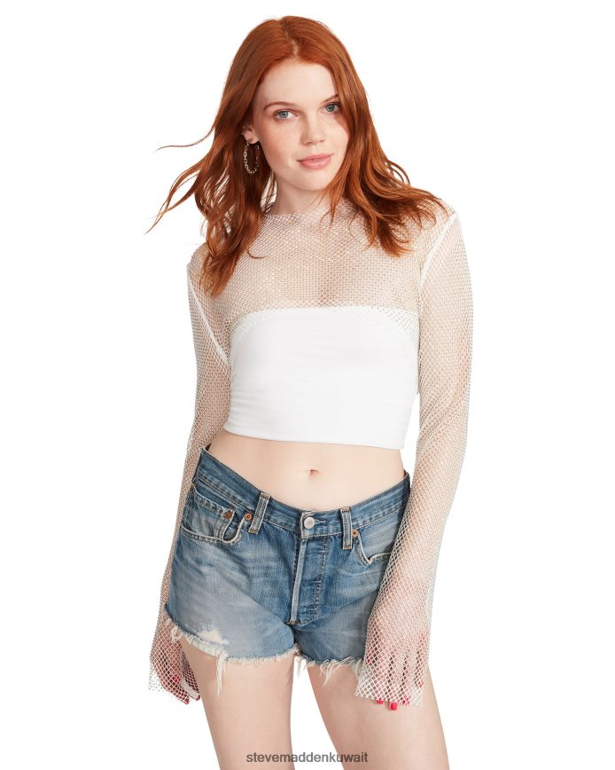 Steve Madden نحيف شبكة حجر الراين بوليرو أبيض يلبس 6JPNNF765