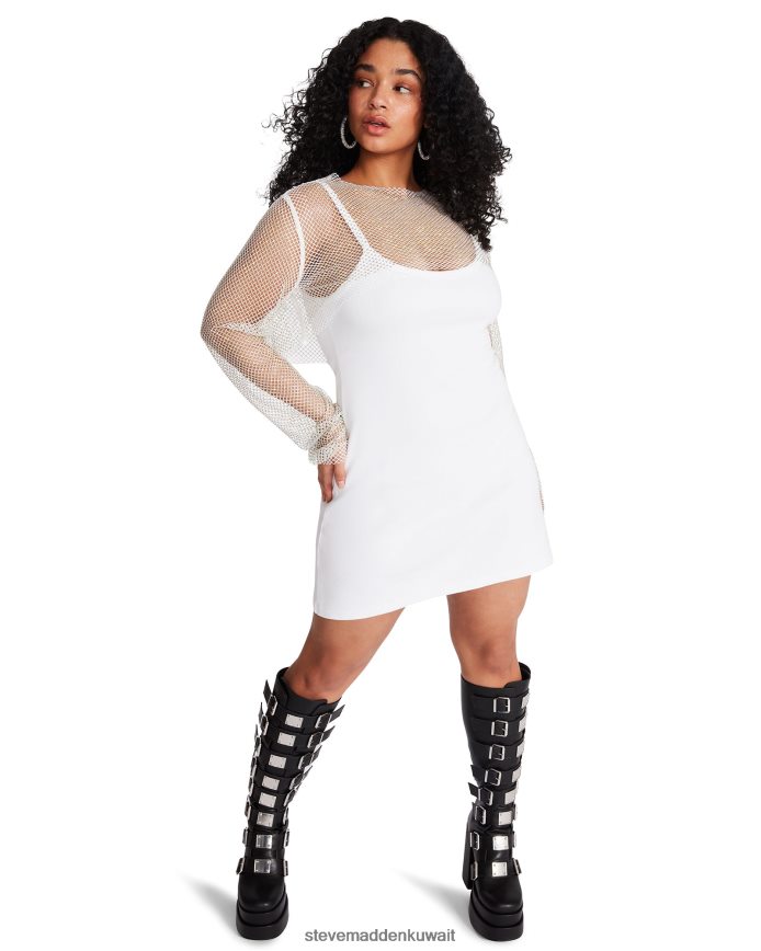 Steve Madden نحيف شبكة حجر الراين بوليرو أبيض يلبس 6JPNNF765