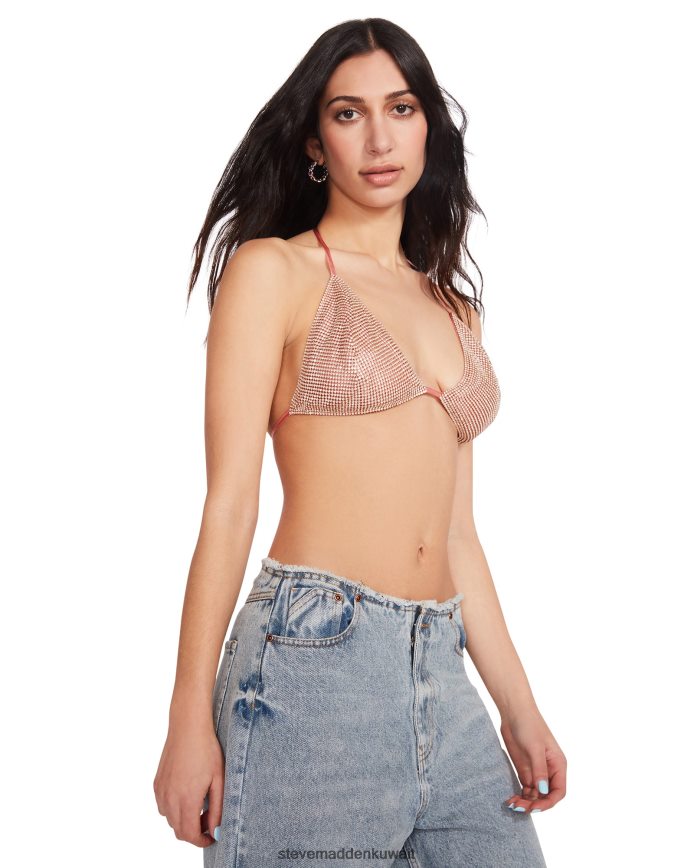 Steve Madden نحيف قطعة بيكيني علوية بحجر الراين لون القرنفل يلبس 6JPNNF785