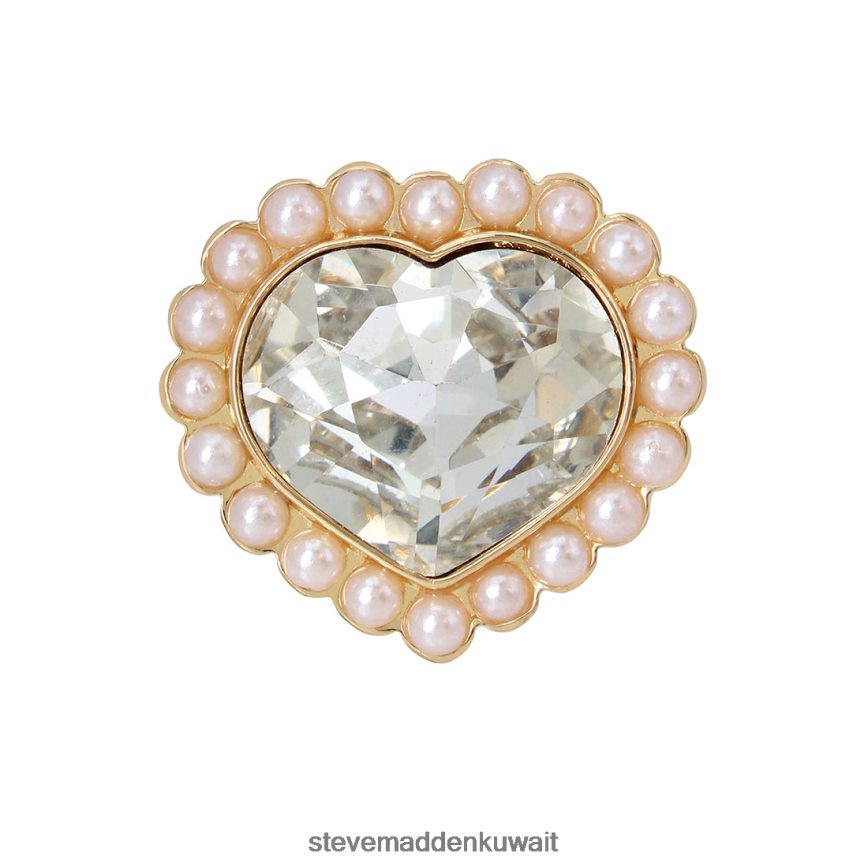 Steve Madden للجنسين خاتم كوكتيل على شكل قلب لؤلؤي عاج ملحق 6JPNNF818