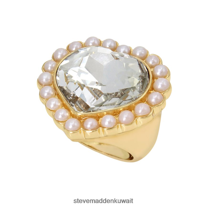 Steve Madden للجنسين خاتم كوكتيل على شكل قلب لؤلؤي عاج ملحق 6JPNNF818