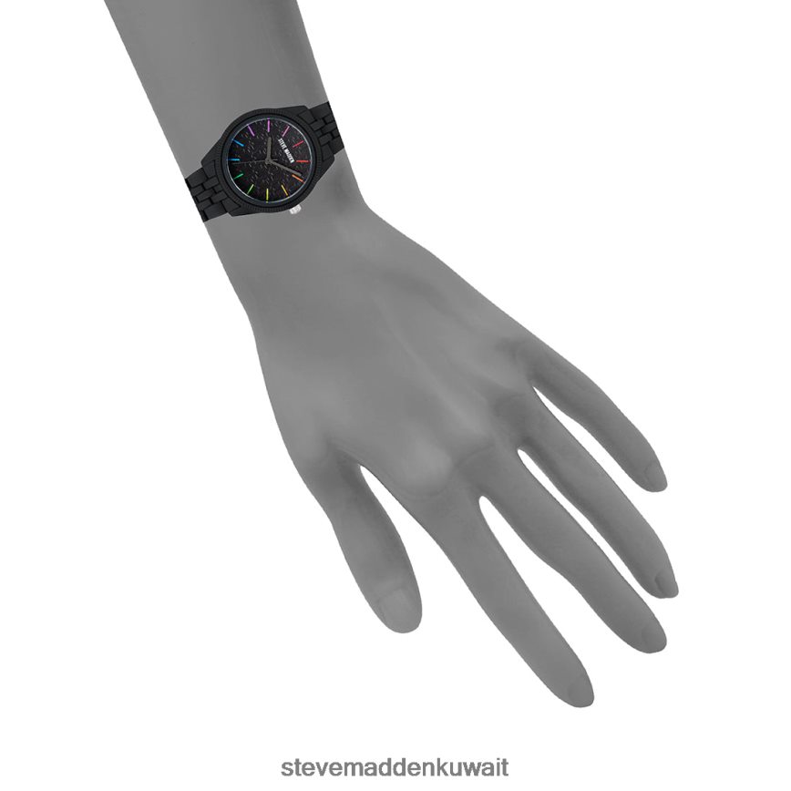 Steve Madden للجنسين ساعة مطلية بالمسحوق أسود ملحق 6JPNNF822