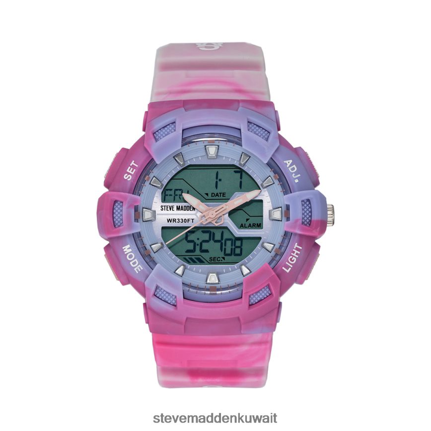 Steve Madden للجنسين ساعة رياضية كبيرة الحجم صبغة ربطة عنق لون القرنفل ملحق 6JPNNF824
