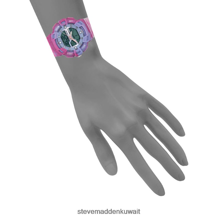 Steve Madden للجنسين ساعة رياضية كبيرة الحجم صبغة ربطة عنق لون القرنفل ملحق 6JPNNF824