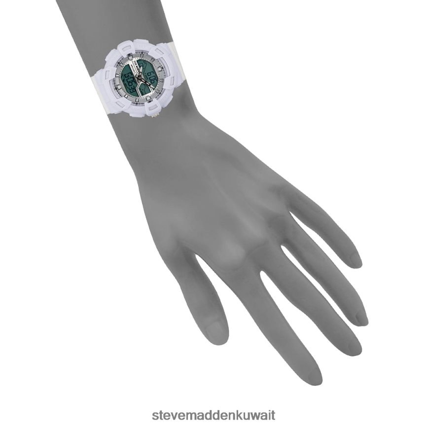 Steve Madden للجنسين ساعة رياضية كبيرة الحجم أبيض ملحق 6JPNNF830