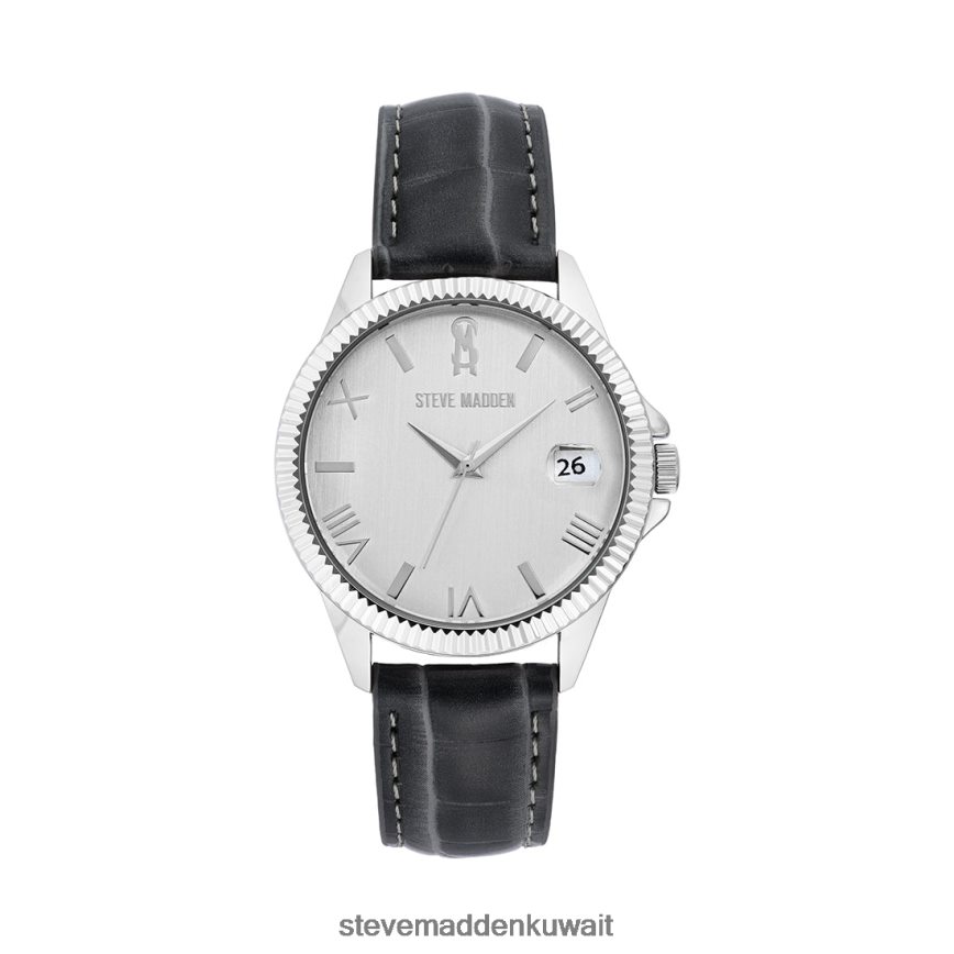 Steve Madden للجنسين ساعة كلاسيكية منقوشة أسود ملحق 6JPNNF831