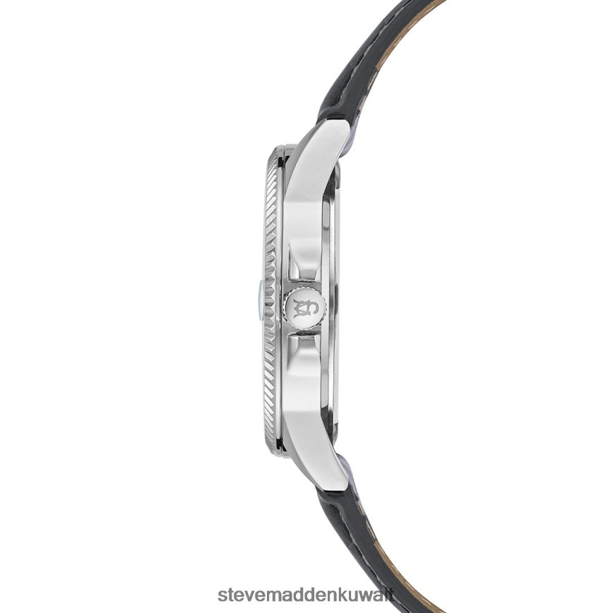 Steve Madden للجنسين ساعة كلاسيكية منقوشة أسود ملحق 6JPNNF831