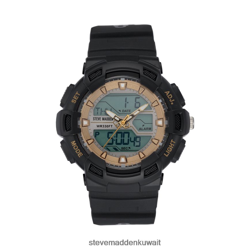 Steve Madden للجنسين ساعة رياضية كبيرة الحجم أسود ملحق 6JPNNF833