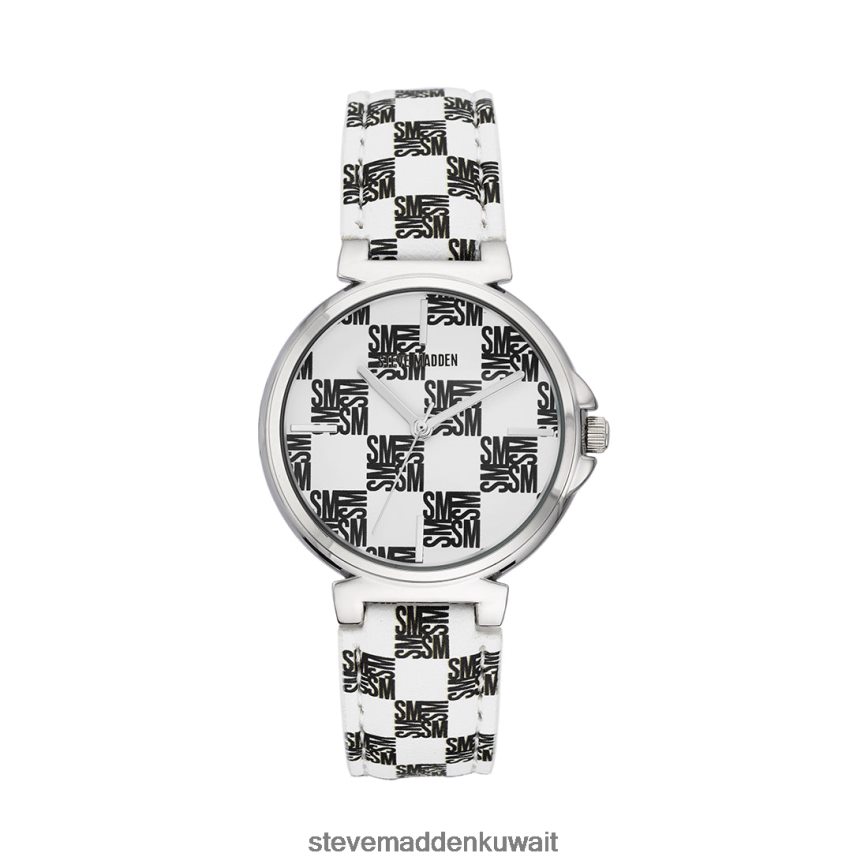 Steve Madden للجنسين ساعة بلوك الشعار أسود أبيض ملحق 6JPNNF860