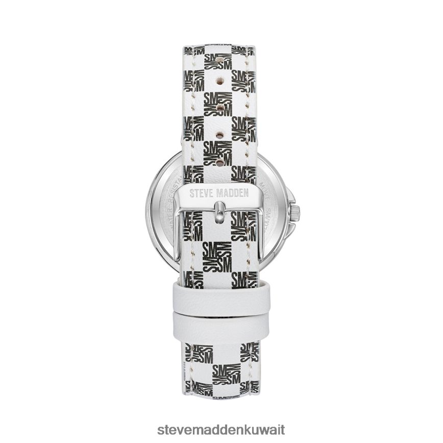 Steve Madden للجنسين ساعة بلوك الشعار أسود أبيض ملحق 6JPNNF860