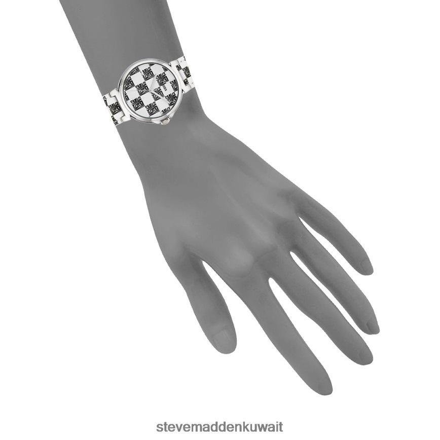 Steve Madden للجنسين ساعة بلوك الشعار أسود أبيض ملحق 6JPNNF860