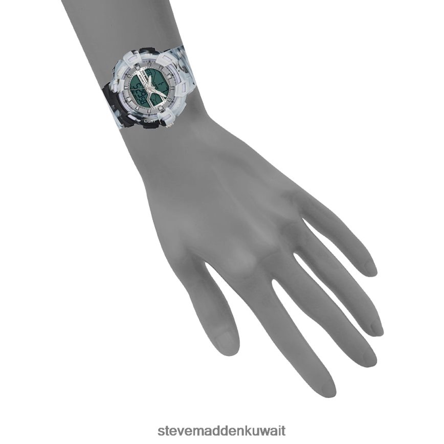 Steve Madden للجنسين ساعة رياضية كبيرة الحجم صبغة ربطة عنق أسود ملحق 6JPNNF861