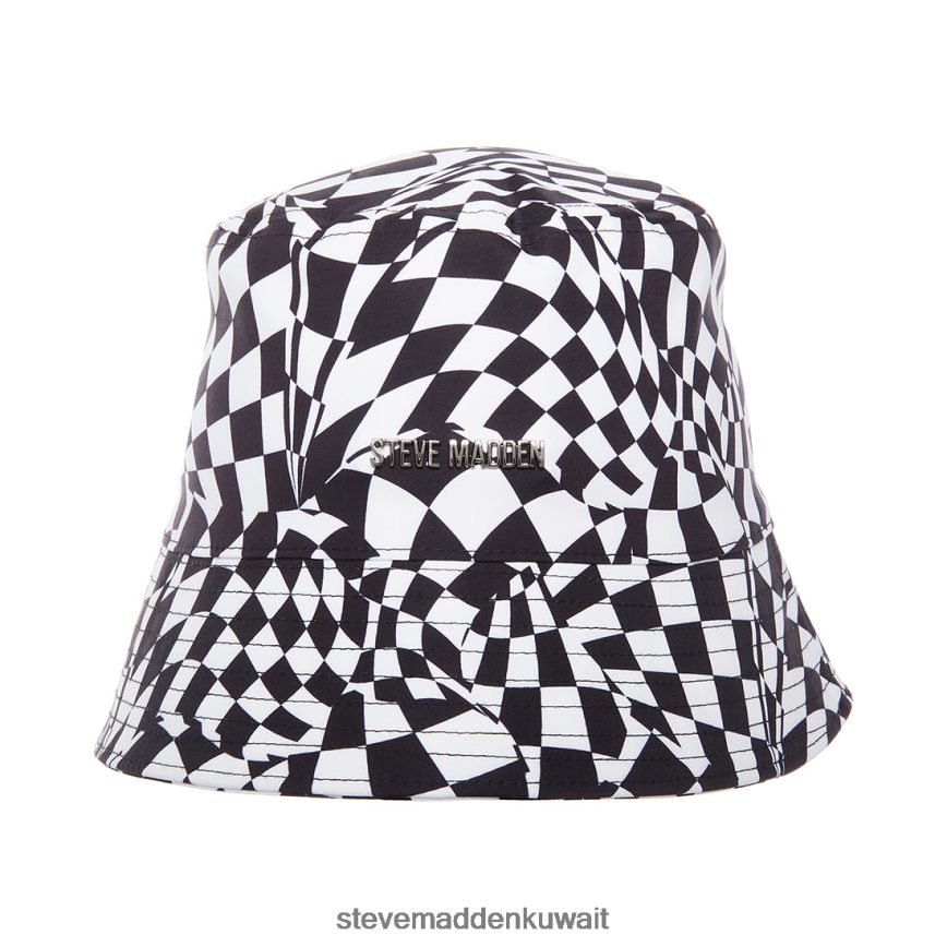 Steve Madden للجنسين قبعة دلو مربعات مشوهة أبيض ملحق 6JPNNF875