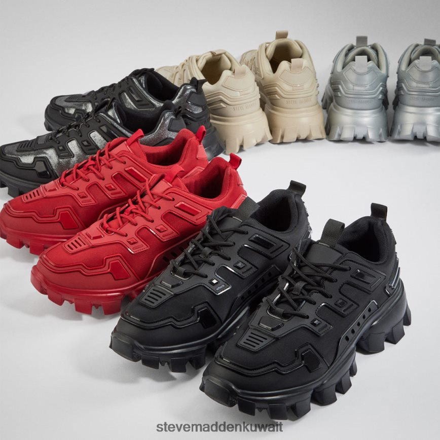 Steve Madden رجال بونس الفضة السوداء أحذية 6JPNNF899