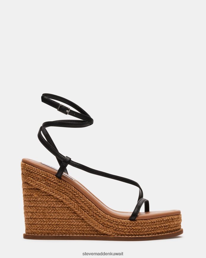 Steve Madden نحيف الصيف جلد أسود أحذية 6JPNNF90