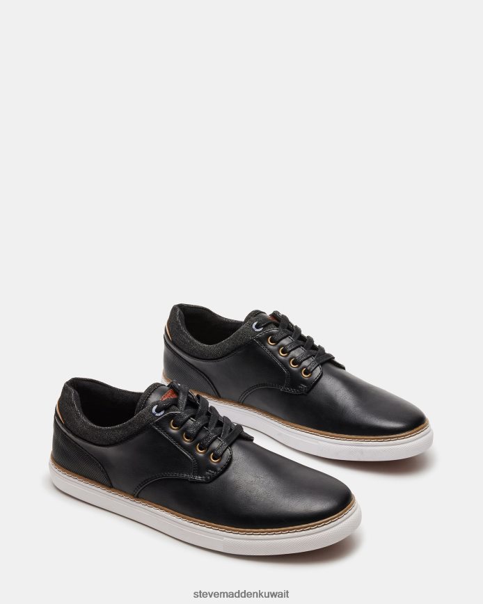 Steve Madden رجال أخدود جلد أسود أحذية 6JPNNF902