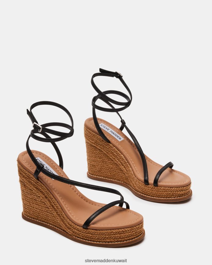 Steve Madden نحيف الصيف جلد أسود أحذية 6JPNNF90