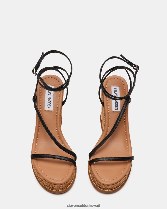 Steve Madden نحيف الصيف جلد أسود أحذية 6JPNNF90