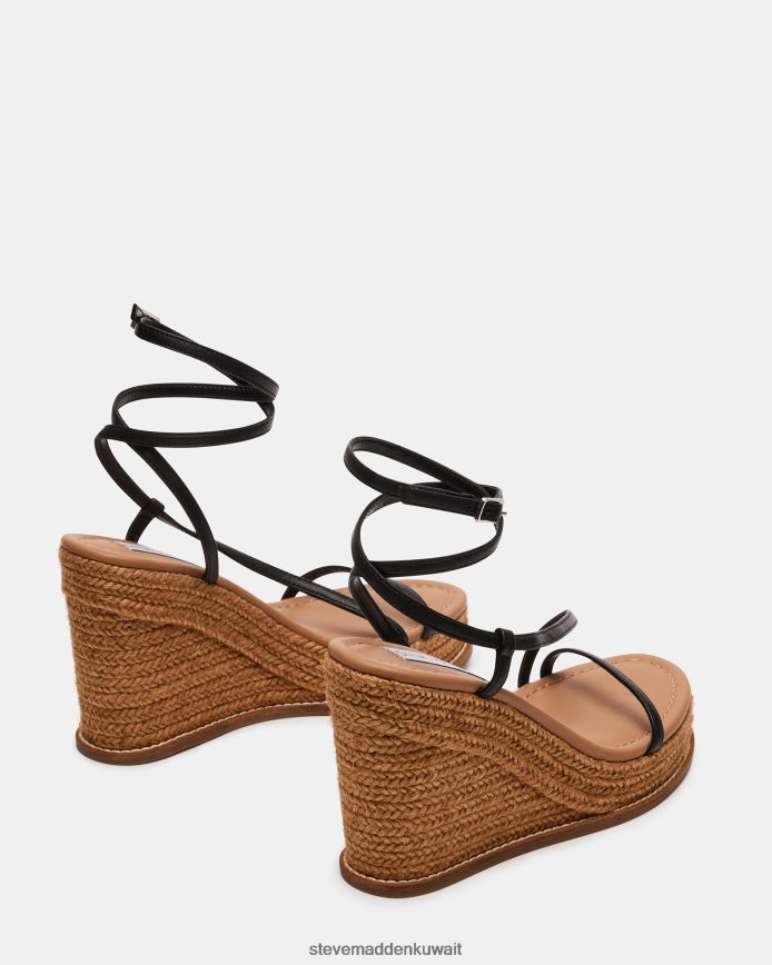 Steve Madden نحيف الصيف جلد أسود أحذية 6JPNNF90