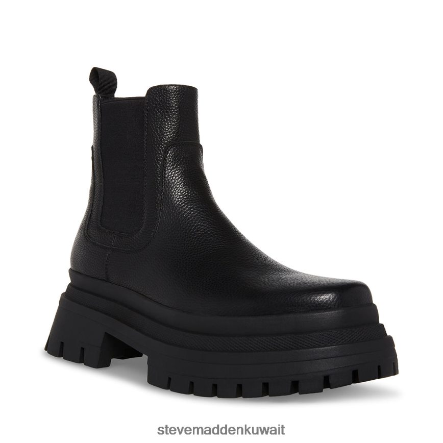 Steve Madden رجال انطلق جلد أسود أحذية 6JPNNF931